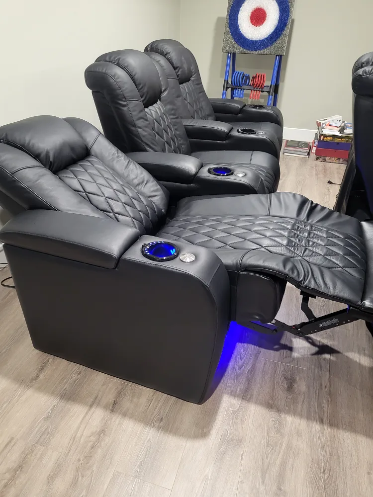 Black Leather Home Theater Reclining Seats image indicator(4)