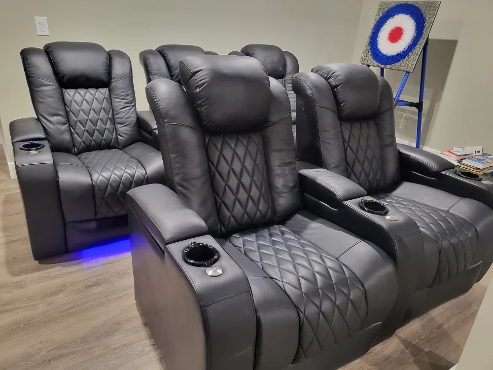 Black Leather Home Theater Reclining Seats image indicator(6)
