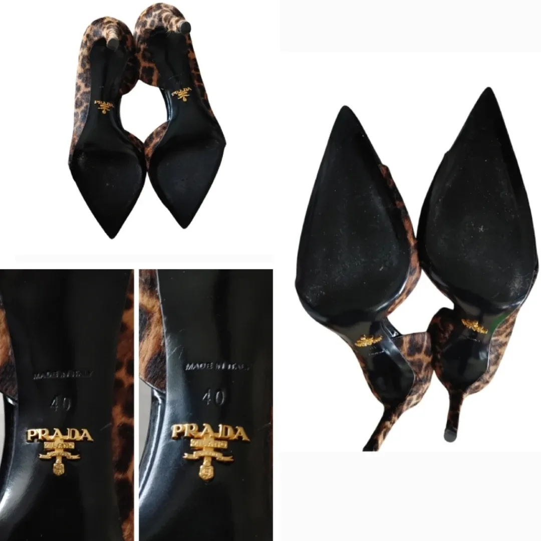 Prada Pony Hair Leopard Print Patent Leather Heels image indicator(5)