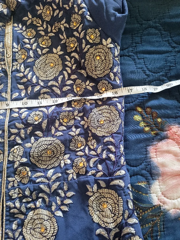 Blue Embroidered Kurti Dress image indicator(3)