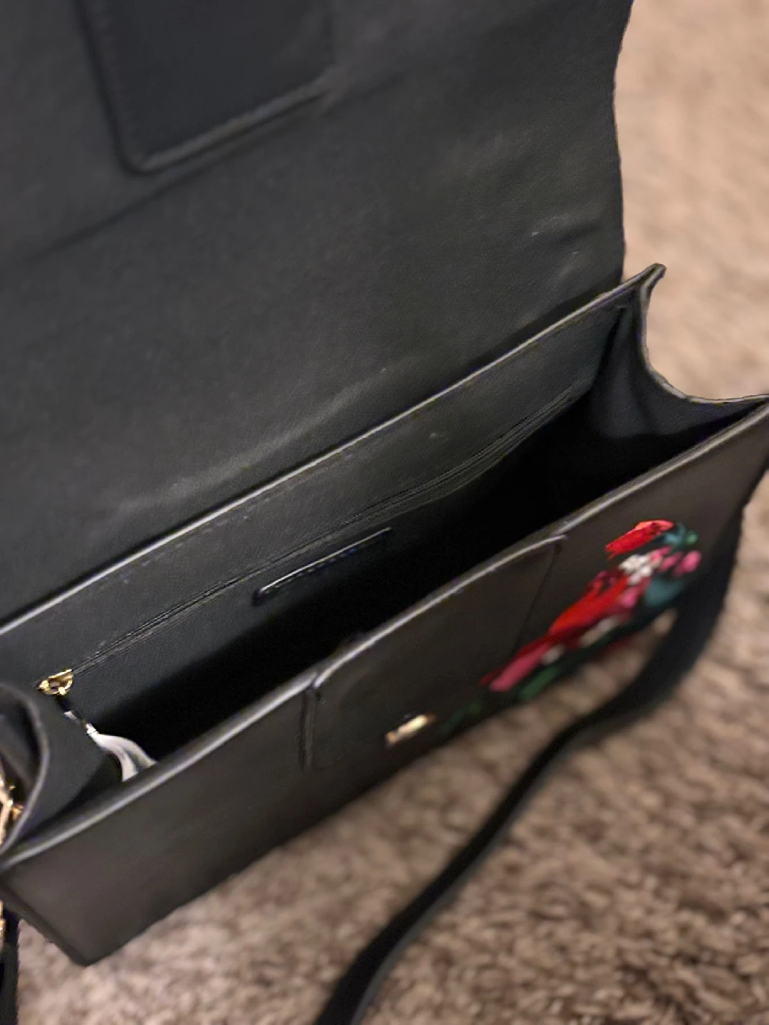 Floral Embroidered Black Crossbody Bag - photo 5