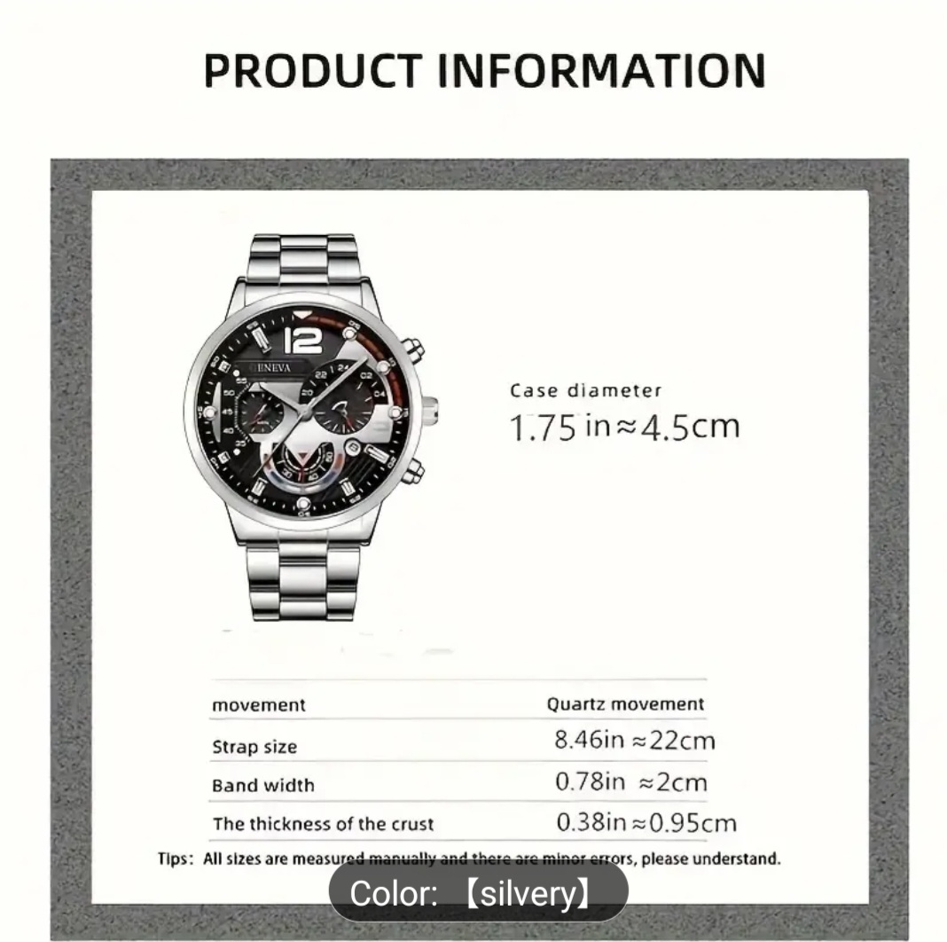 ENEVA Silver Men's Quartz Watch - photo 4