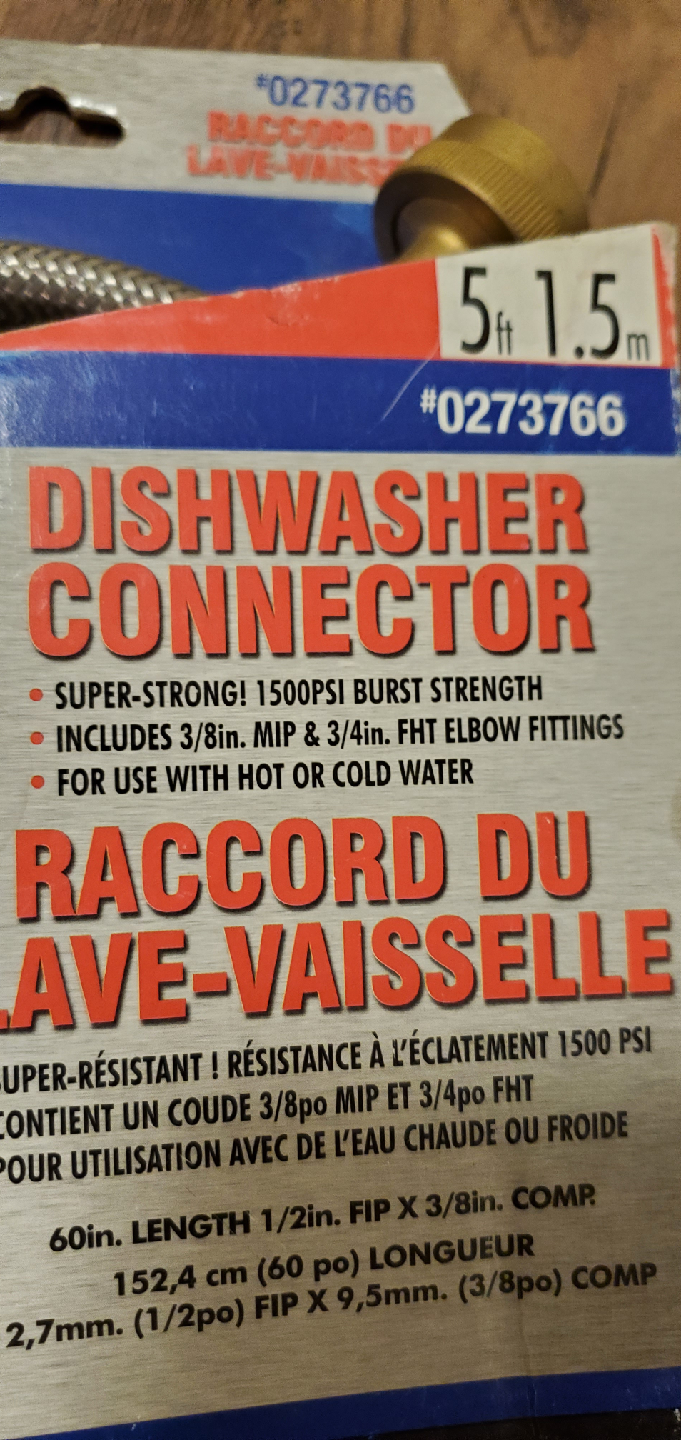 Eastman Dishwasher Connector  kit Hose fittings- 5ft