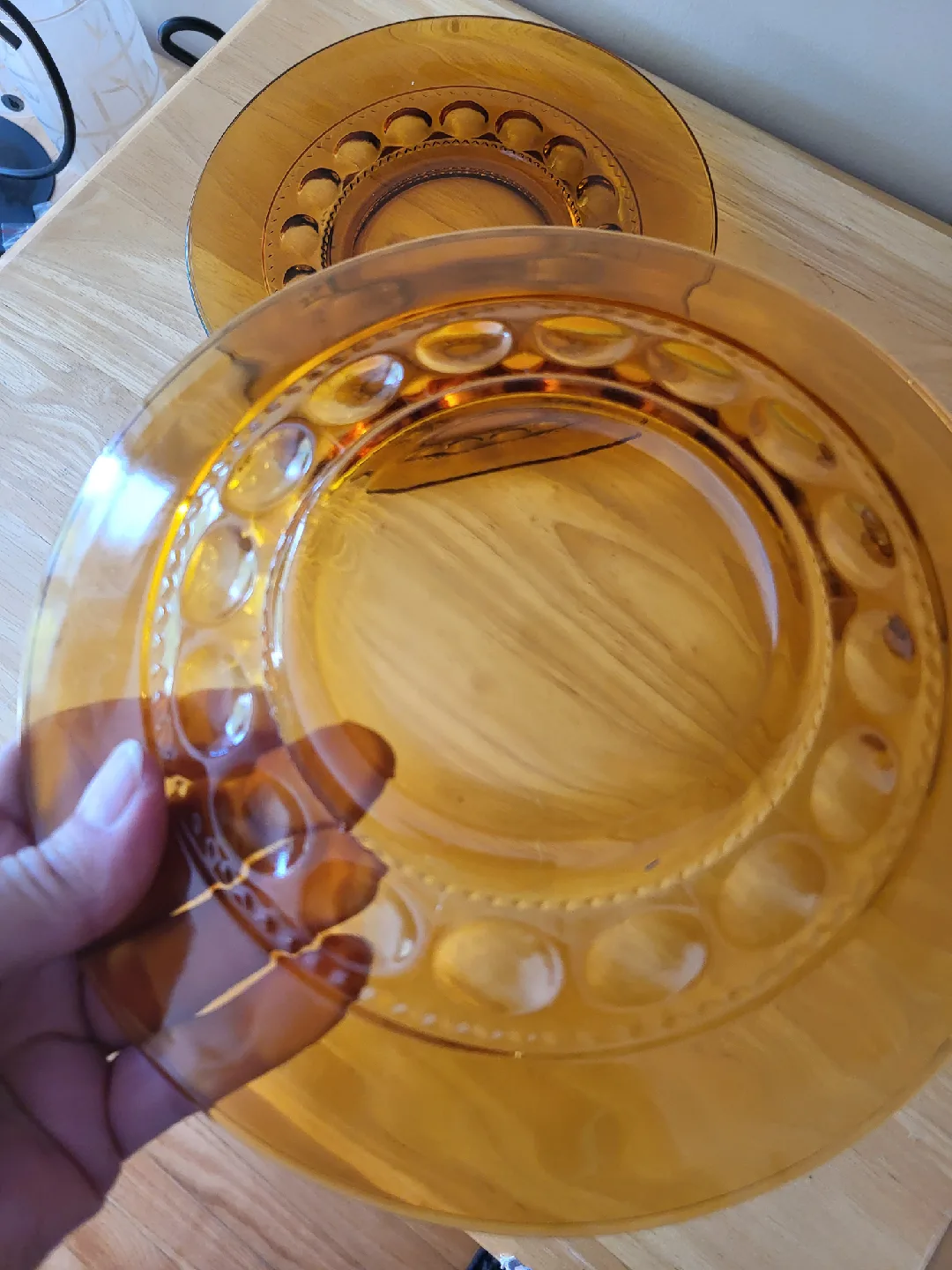 Vintage Indiana Glass Tiara Sandwich Amber Plates Set of 2 image indicator(3)
