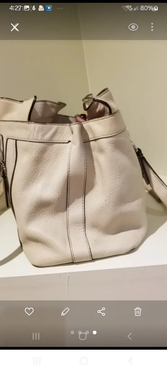 Coach Cream Leather Handbag image indicator(4)