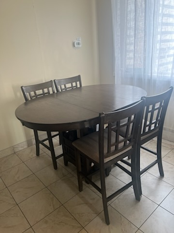 Dining Table with 4 Chairs - Dark Brown - photo 2