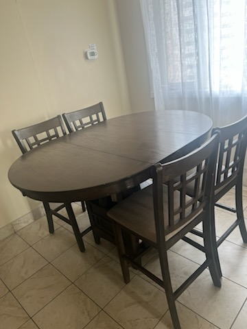 Dining Table with 4 Chairs - Dark Brown - photo 4