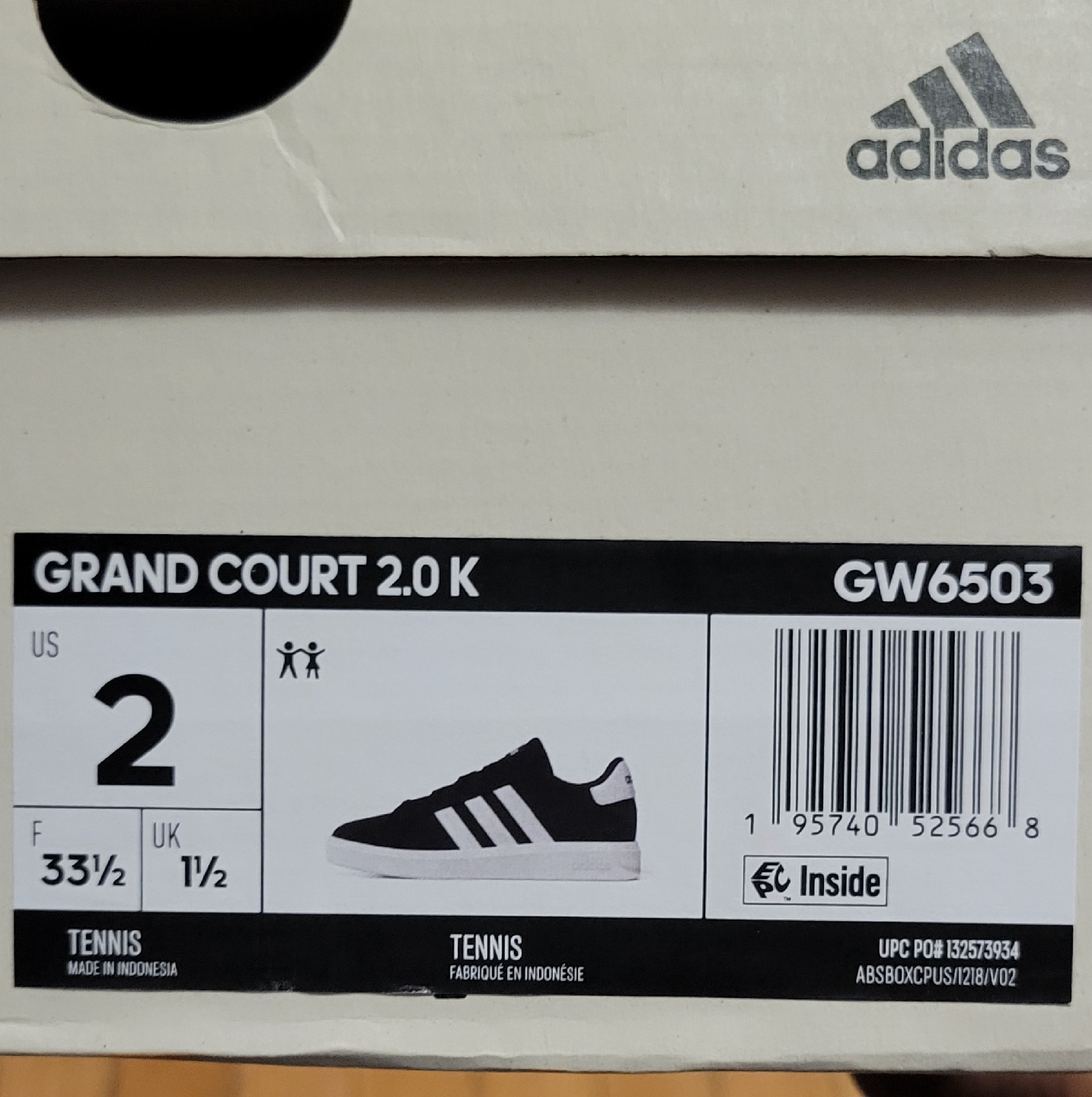 Adidas Grand Court 2.0 K - Size 2 Youth - New in Box - photo 5