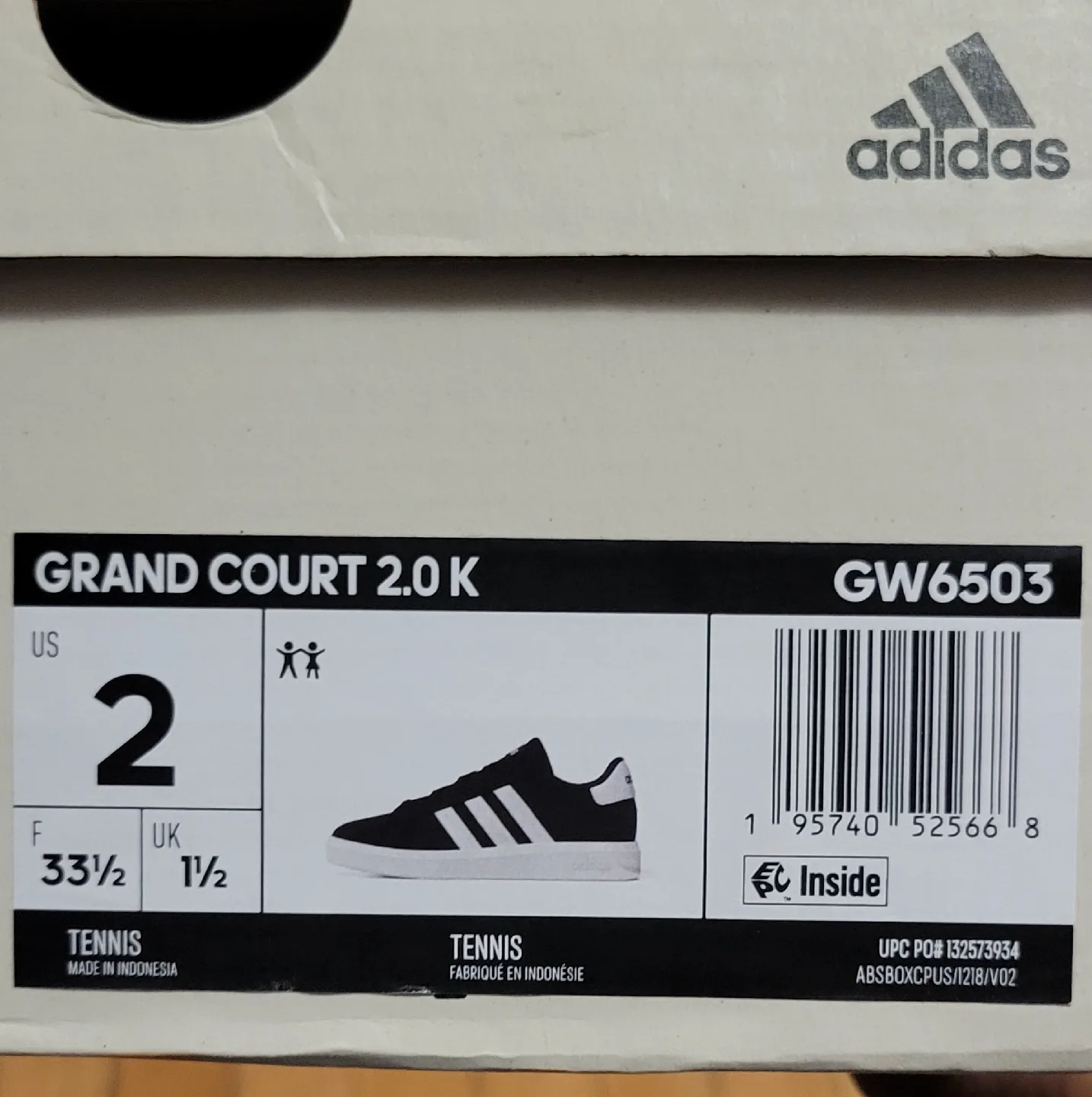 Adidas Grand Court 2.0 K - Size 2 Youth - New in Box image indicator(5)