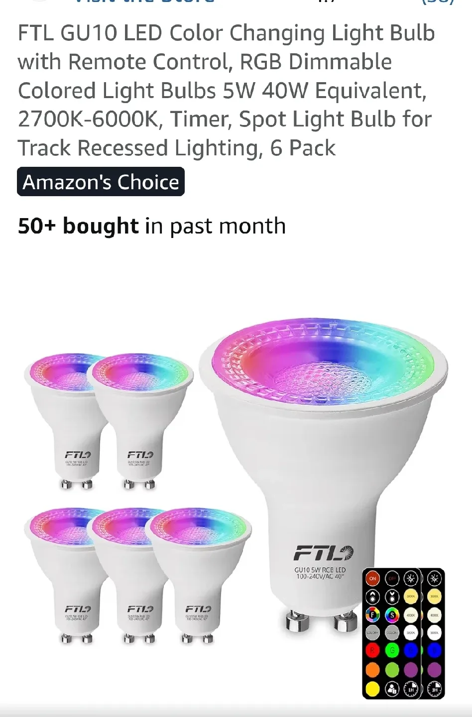 FTL GU10 LED Colour Changing Light Bulbs - 6 Pack thumbnail