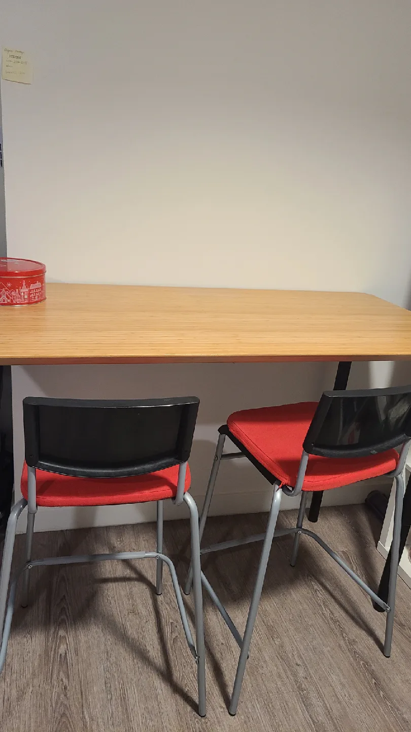 IKEA ANFALLARE / OLOV Desk bamboo/black and two bar chairs image indicator(3)