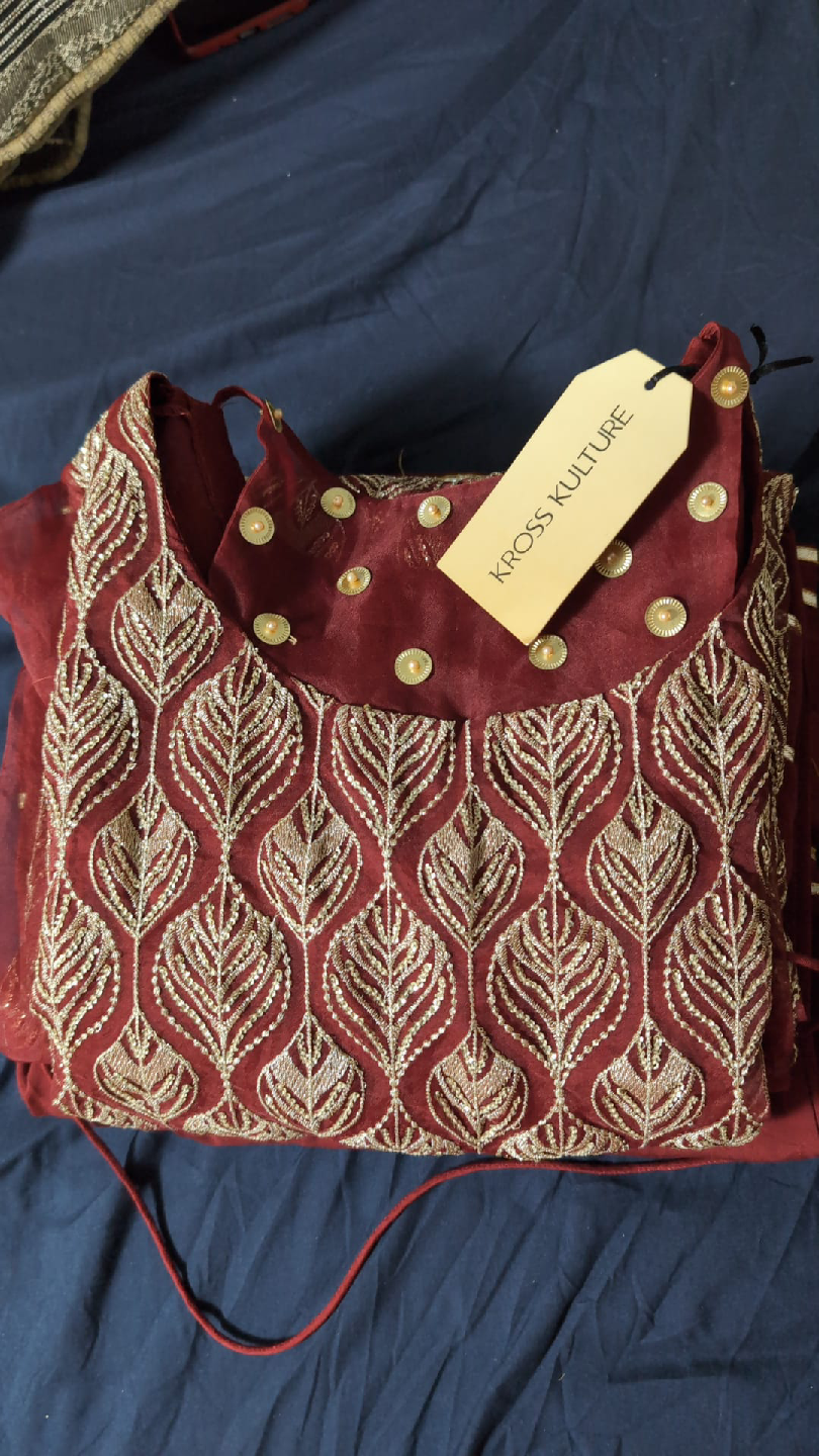 Maroon Embroidered Kurti