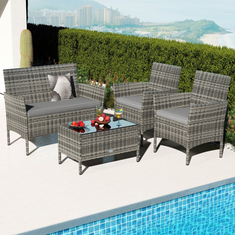 NEW in box 4-Piece Outdoor Rattan Patio Furniture Set - Gray