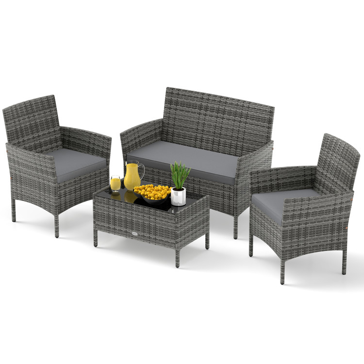 NEW in box 4-Piece Outdoor Rattan Patio Furniture Set - Gray - photo 2