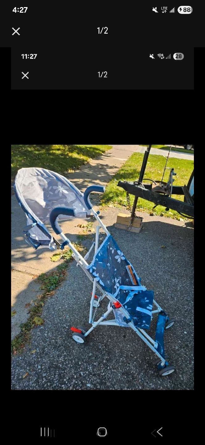 Blue & White Baby Stroller