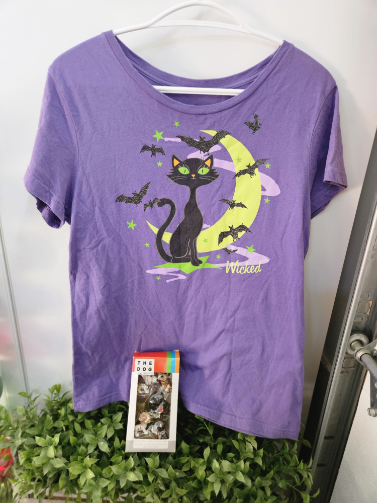 Girl's Purple Halloween T-Shirt - Size L (12/14)