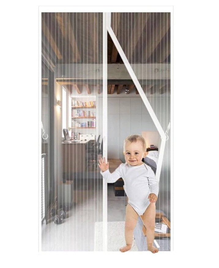 White-Magnetic Mesh Screen Door Fit Door Size 38 X 82