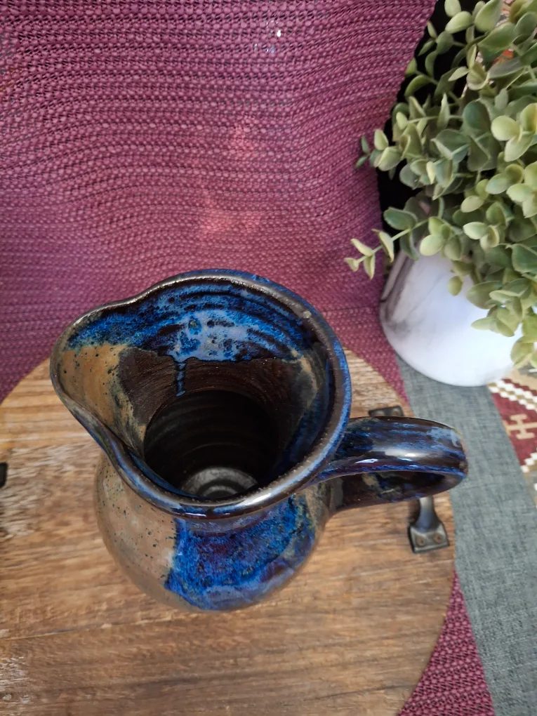 Handmade Ceramic Pitcher - Blue & Brown image indicator(3)