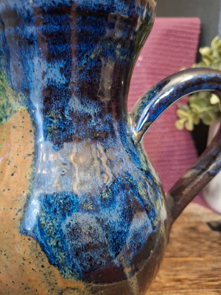 Handmade Ceramic Pitcher - Blue & Brown image indicator(4)