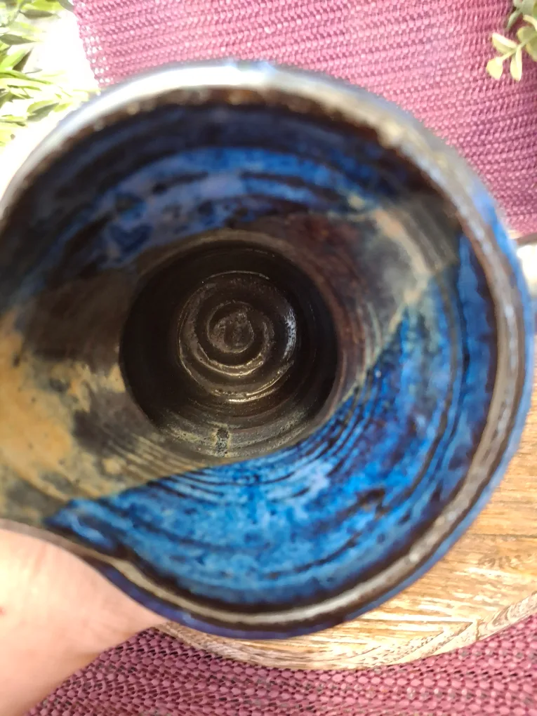 Handmade Ceramic Pitcher - Blue & Brown image indicator(5)