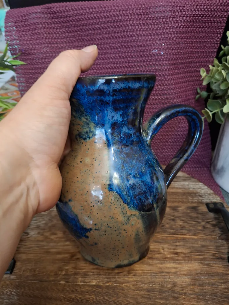 Handmade Ceramic Pitcher - Blue & Brown image indicator(7)