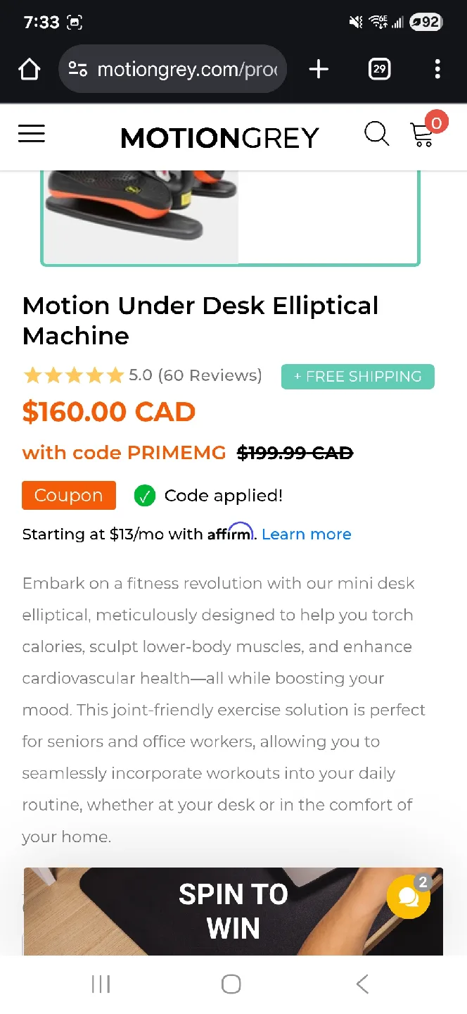 MotionGrey Under Desk Elliptical Machine image indicator(6)