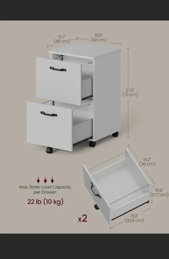 VASAGLE White File Cabinet with 2 Drawers image indicator(3)