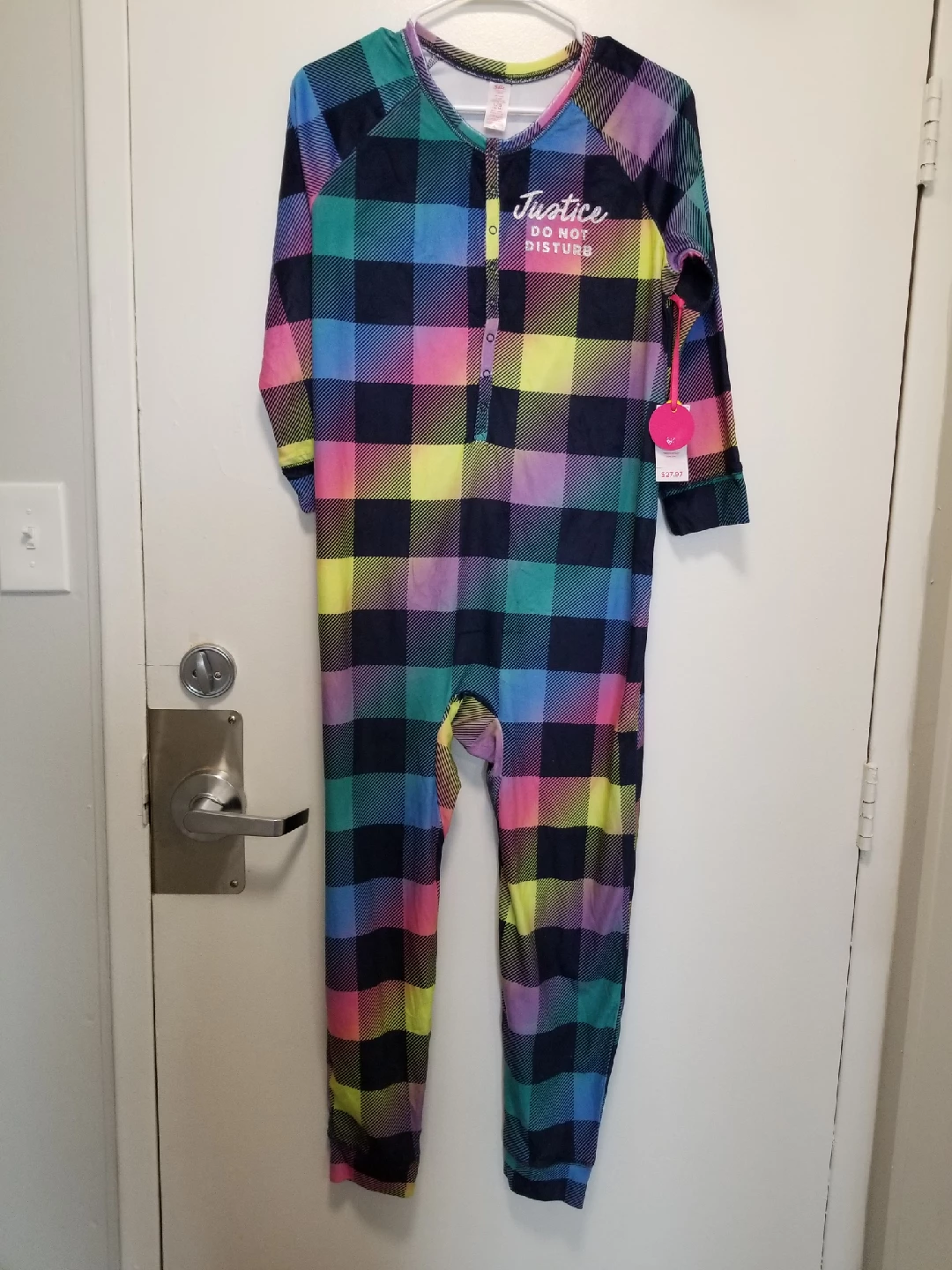 Justice L/G (14/16) Plaid Onesie