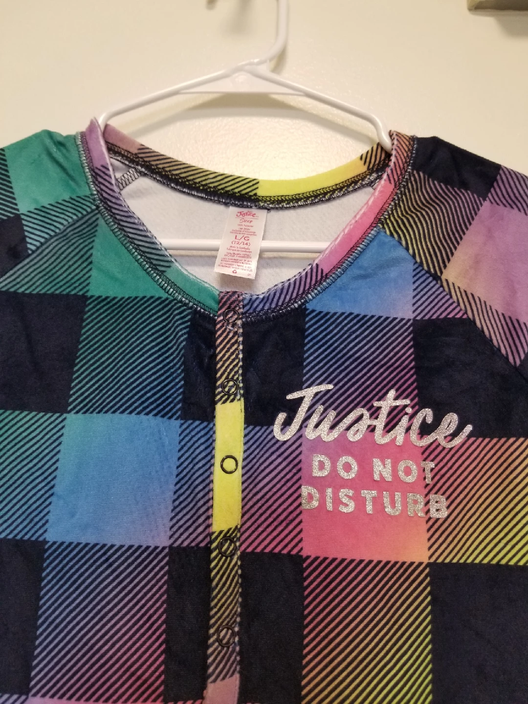 Justice L/G (14/16) Plaid Onesie - photo 3