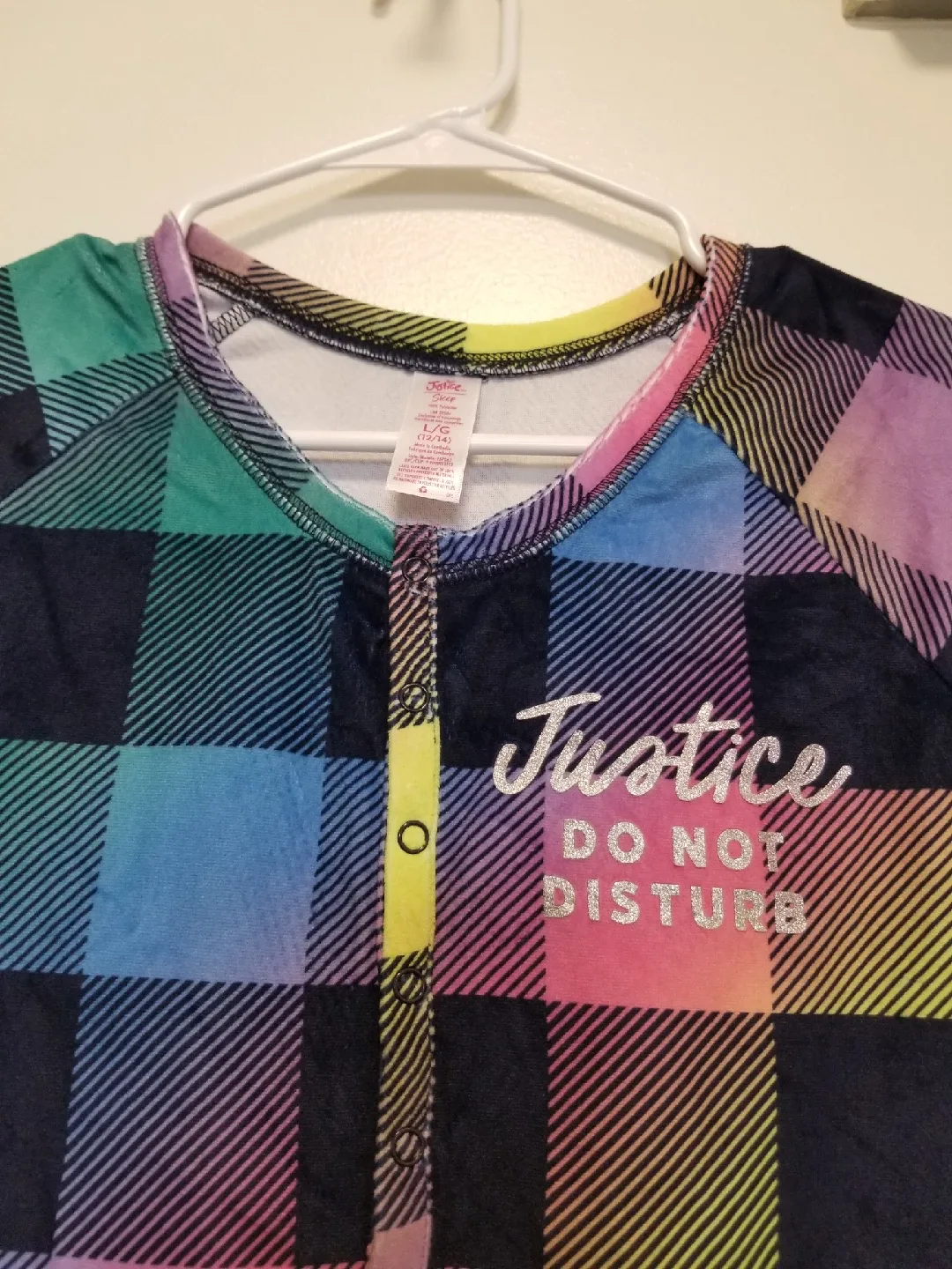 Justice L/G (14/16) Plaid Onesie image indicator(3)