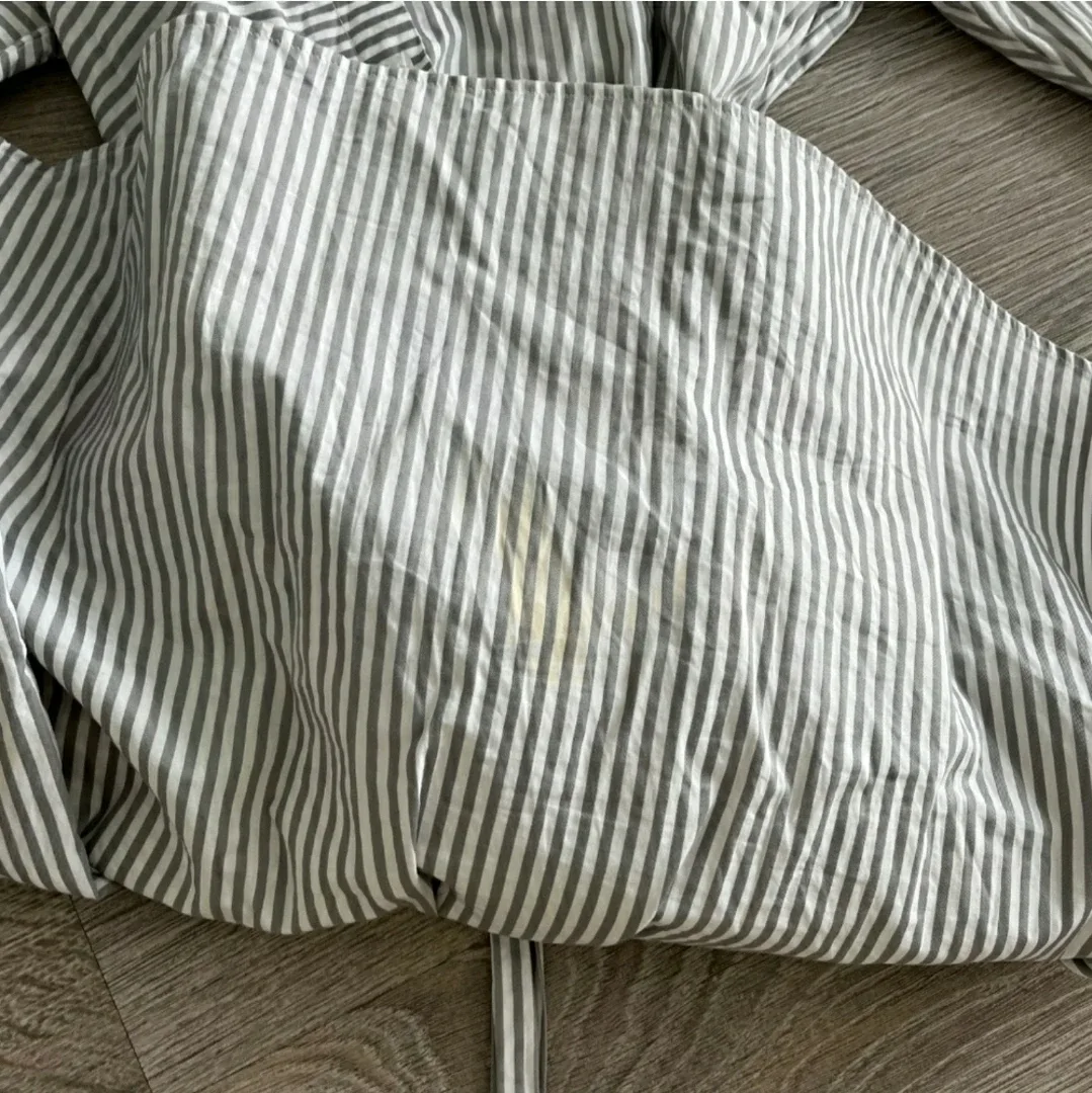 Maje Asymmetrical Striped Cold Shoulder Dress image indicator(4)