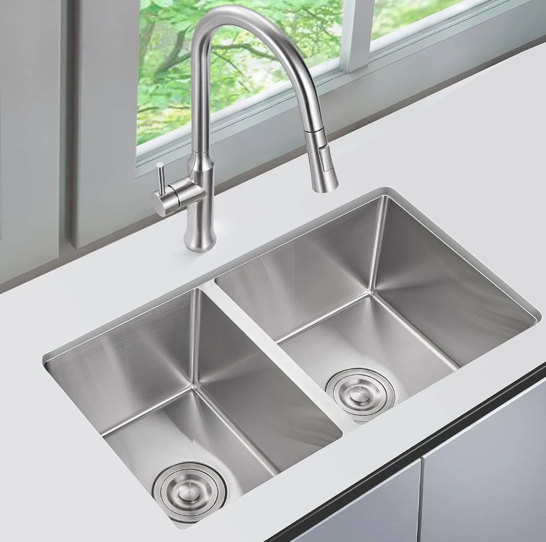 Stainless Steel Double Bowl Kitchen Sink 28x16x8.5"