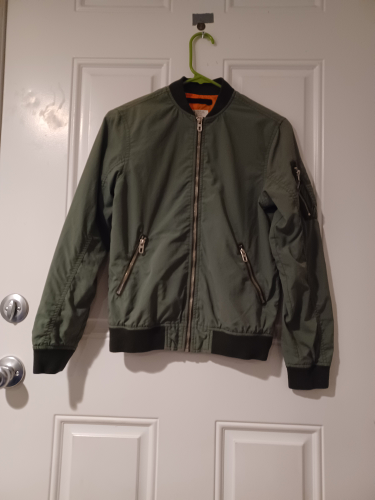 H&M Olive Green Bomber Jacket, Size 9-10Y