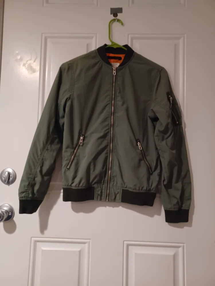 H&M Olive Green Bomber Jacket, Size 9-10Y thumbnail