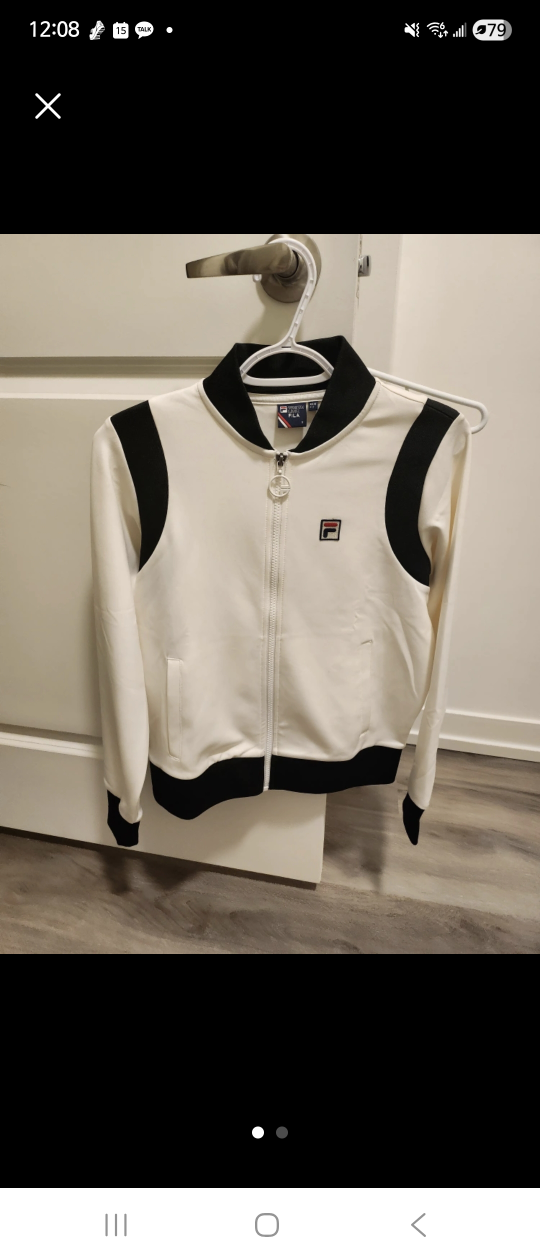 Fila White Linez Track Jacket - Size S 🥕