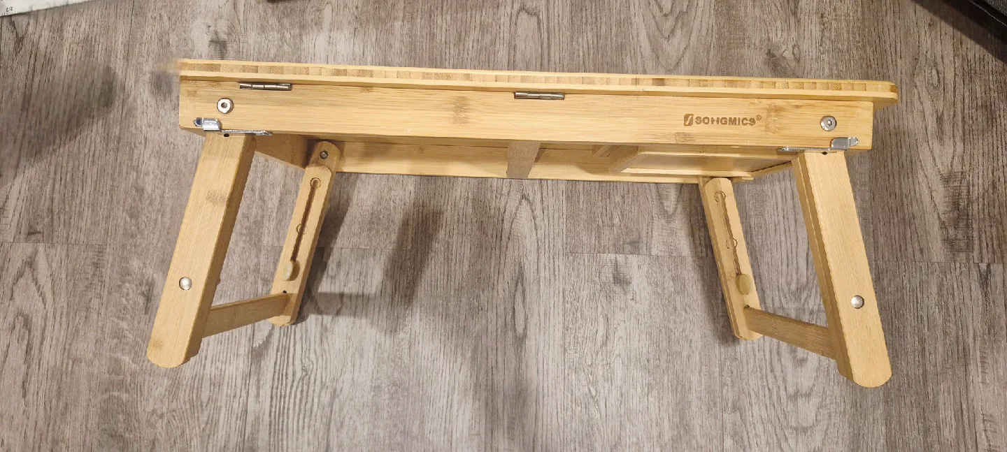 SONGMICS Bamboo Laptop Desk - Tilting Top & Folding Legs image indicator(3)