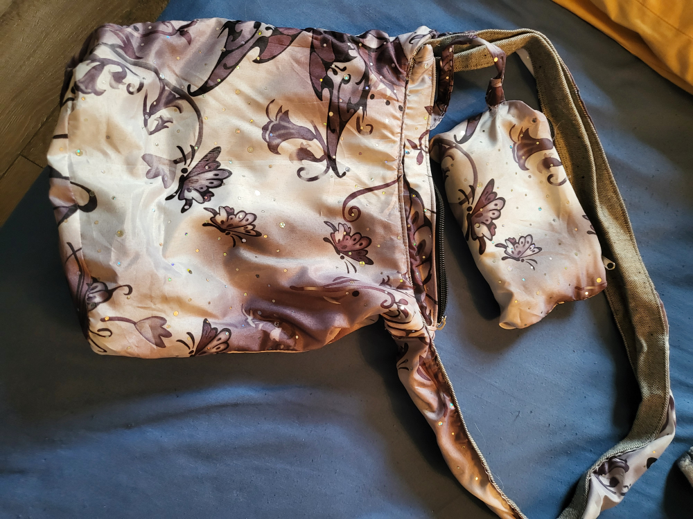 Floral shoulder bag with matching pouch