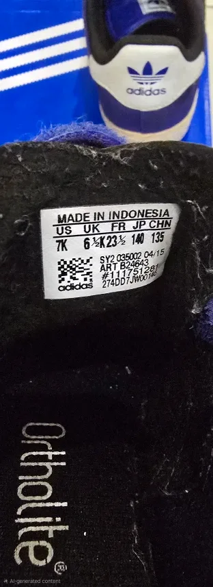 Cute Adidas Blue Suede Gazelle Shoes! - Size 7 Kids image indicator(8)