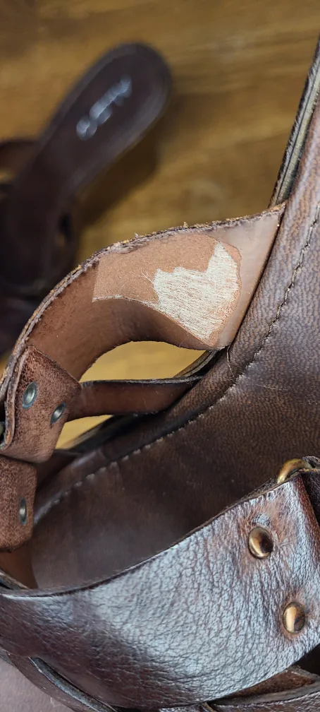 Aldo Brown Leather Wedge Sandals Size 40 image indicator(4)