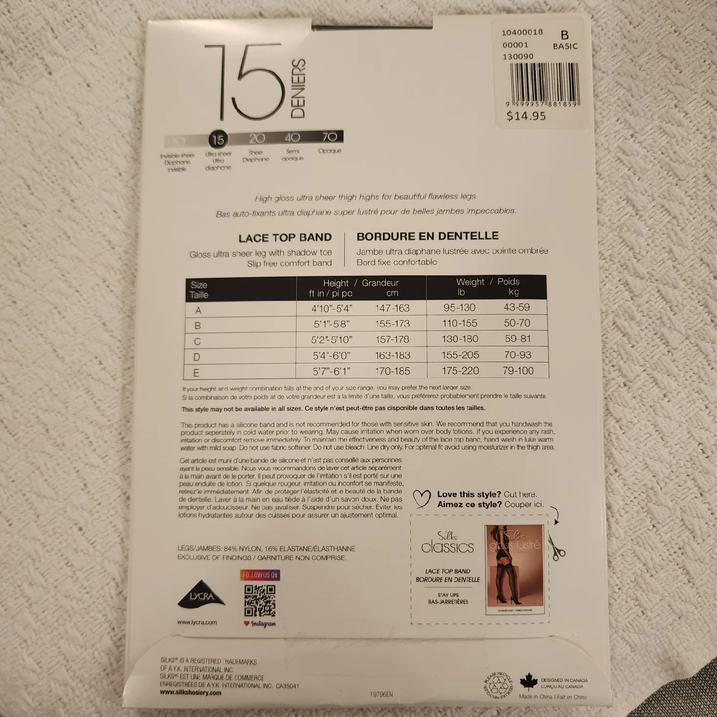 NEW Silks Gloss Illustre Lace Top Band Stockings - Size B image indicator(2)