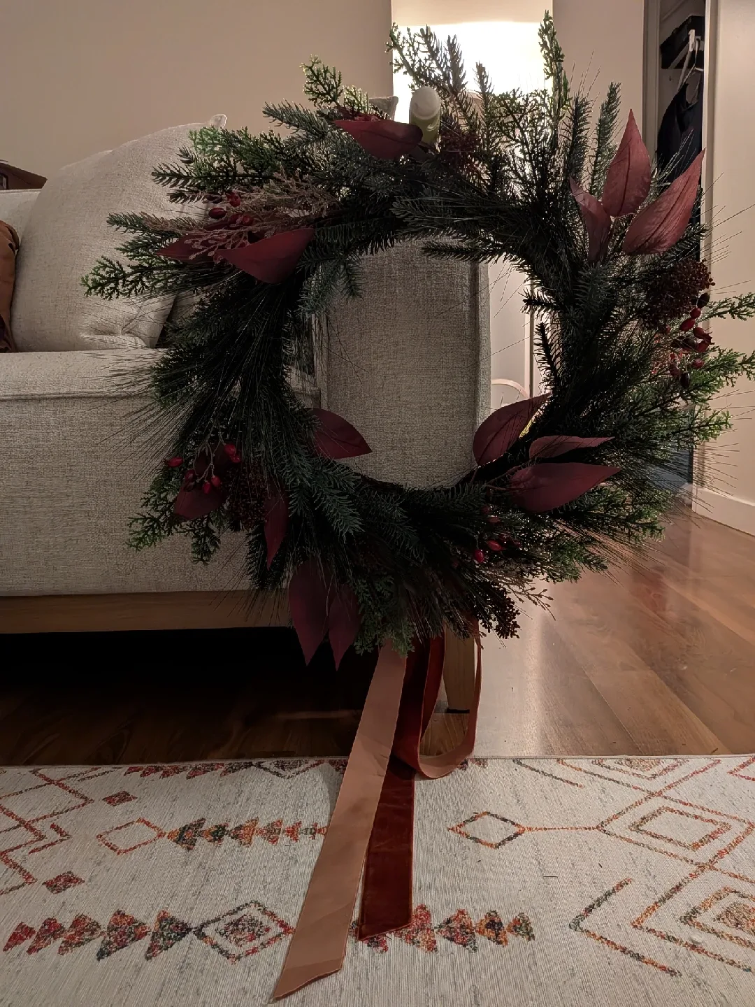 Christmas Wreath with Burgundy Accents image indicator(2)