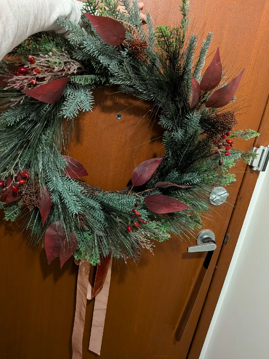 Christmas Wreath with Burgundy Accents image indicator(3)