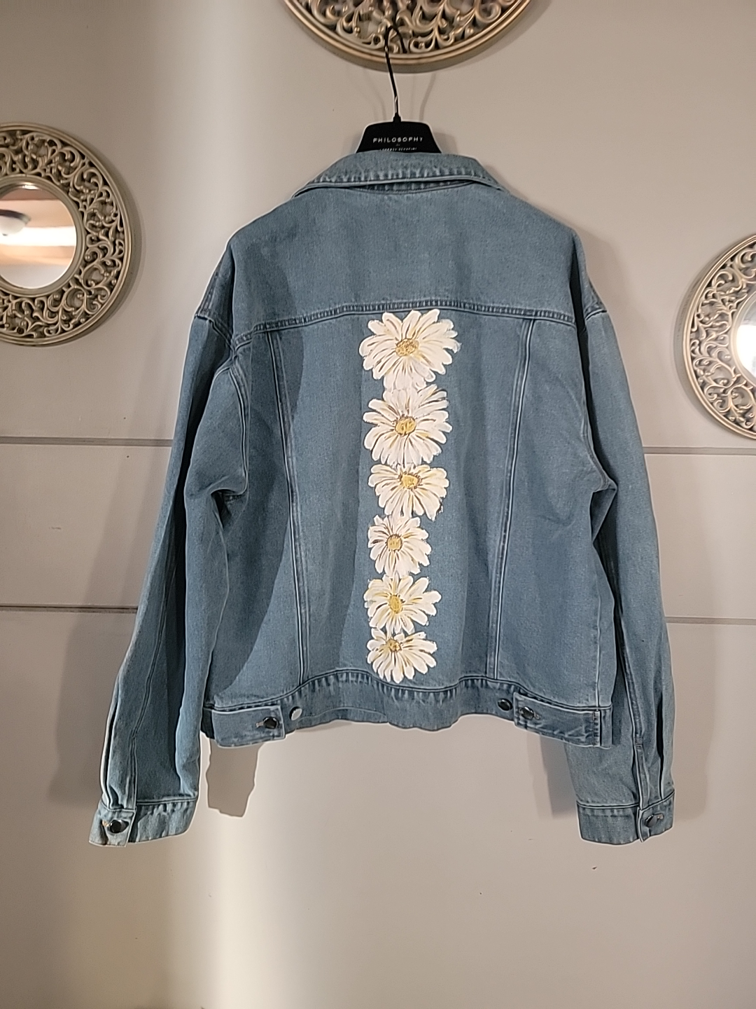 Denim Jacket with Floral Design - photo 3