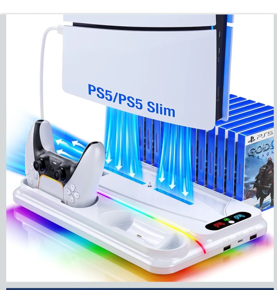 Ponkor PS5 Cooling & Charging Station – All-in-One Stand.