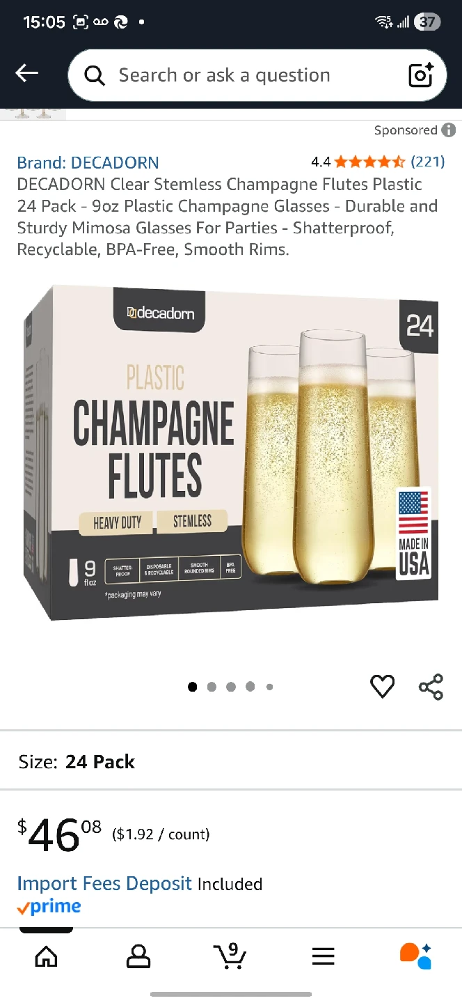 Stemless Champagne Flutes - 22 Pack - photo 2