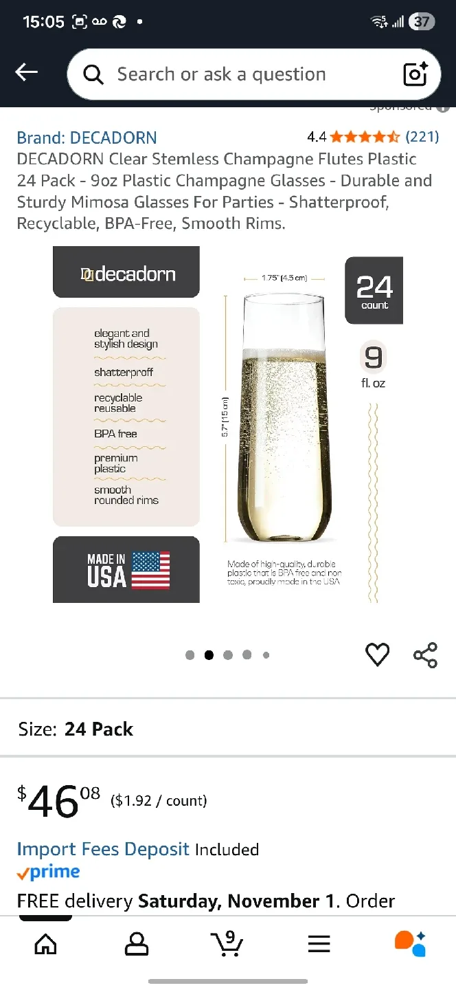 Stemless Champagne Flutes - 22 Pack image indicator(6)