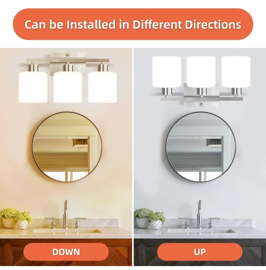 CANMEIJIA 3-Light Bathroom Vanity Light - Brushed Nickel image indicator(6)