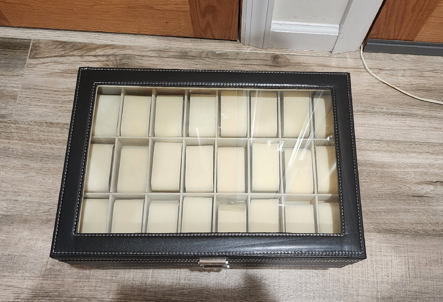 Black Leather 24 Slot Watch Display Case - photo 3