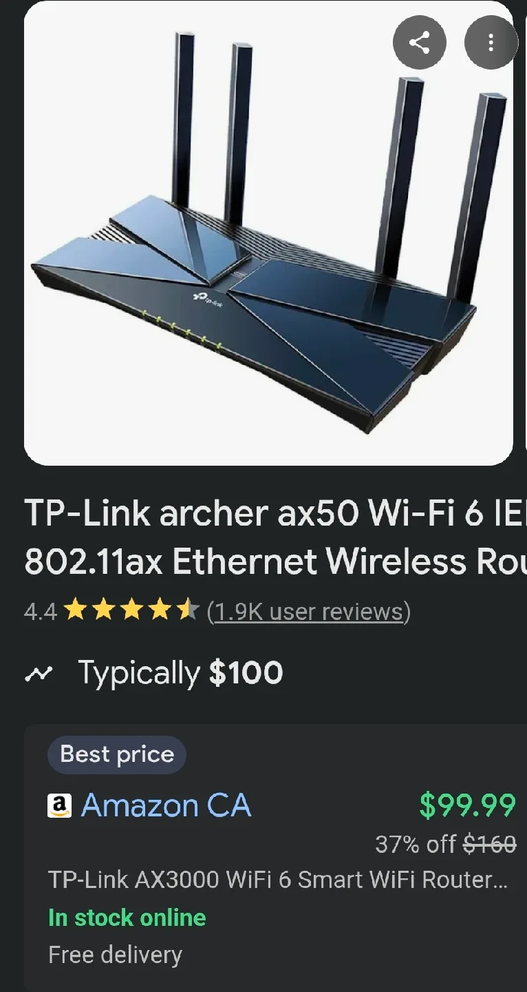 TP-Link Router WiFi 6 2402Mbps 8k 256 Devices