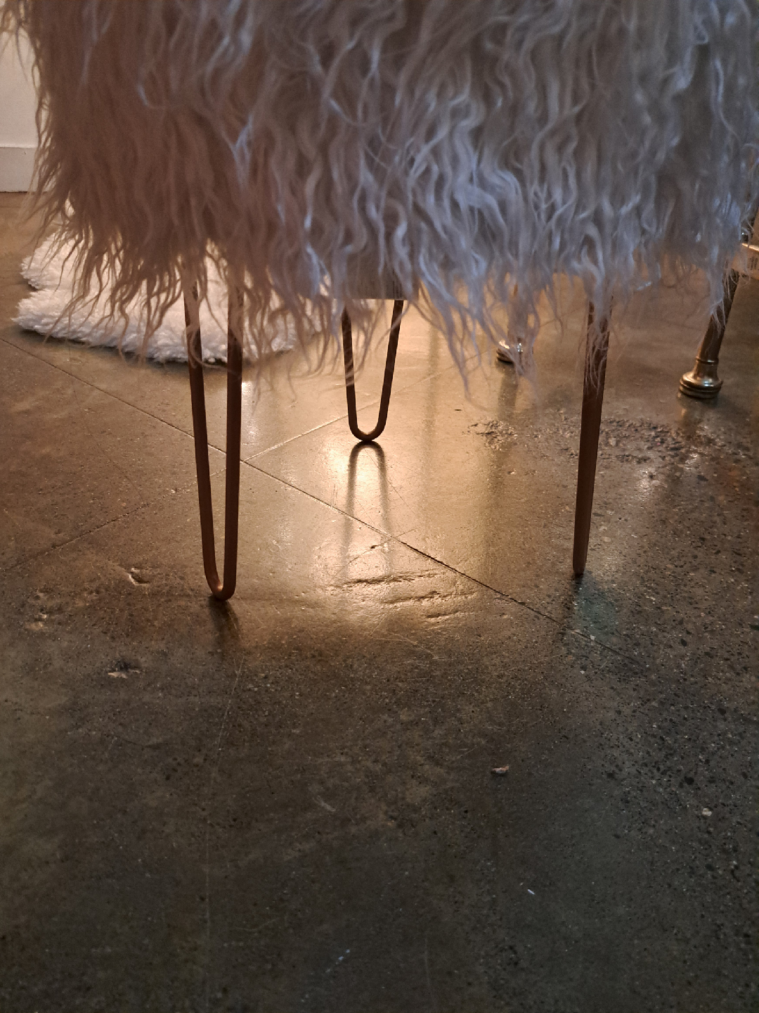 Faux Fur Stool with Metal Legs - photo 3